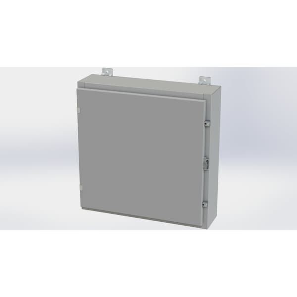 Clamps with Padlock Hasp Electrical Enclosures, 24 in H, 6 in D, 24 in W, NEMA 4, Carbon Steel